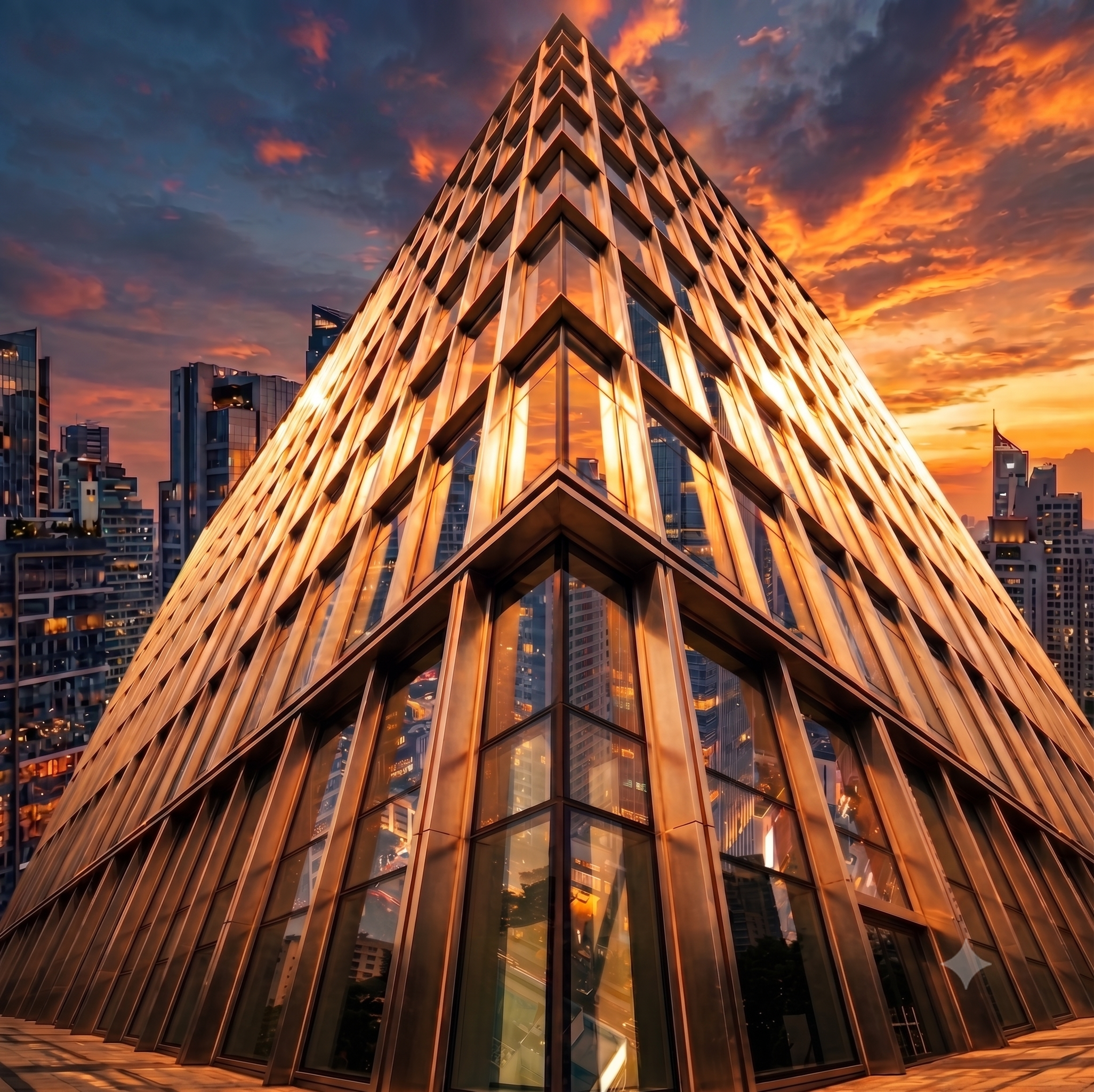 Gedung perkantoran modern dari sudut bawah